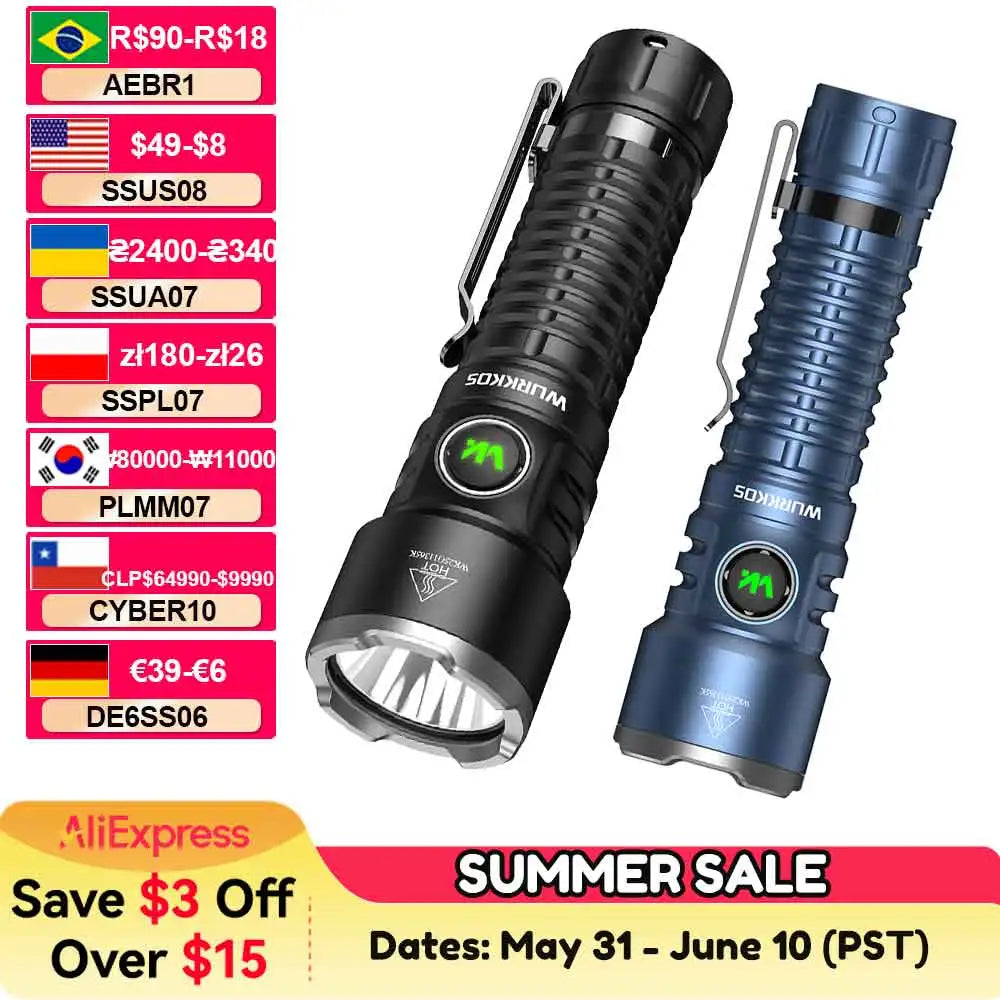 Wurkkos TS28 EDC Flashlight 3200 Lumens 21700 Battery Rechargeable