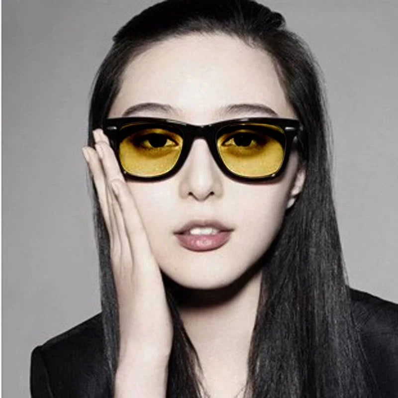 Unisex Square Night Vision Driving Glasses Windproof Anti Glare