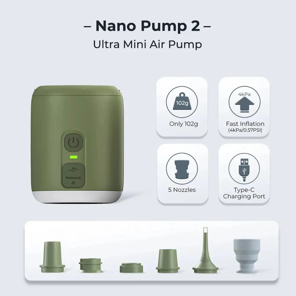 WESTTUNE Tiny Air Pump With Camping Lantern For Inflatable Mattress