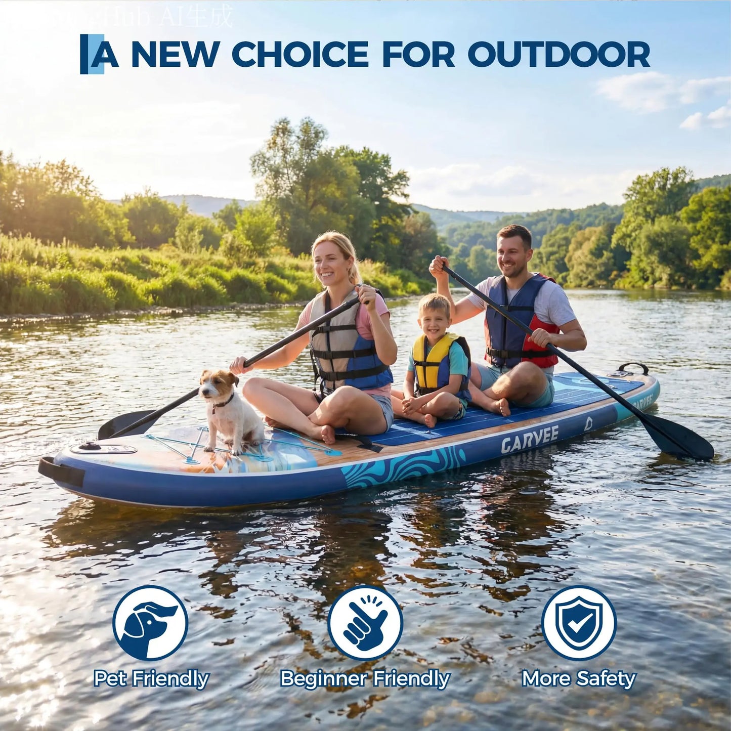 Extra Wide Inflatable Stand Up Paddleboard for Adults and Youth