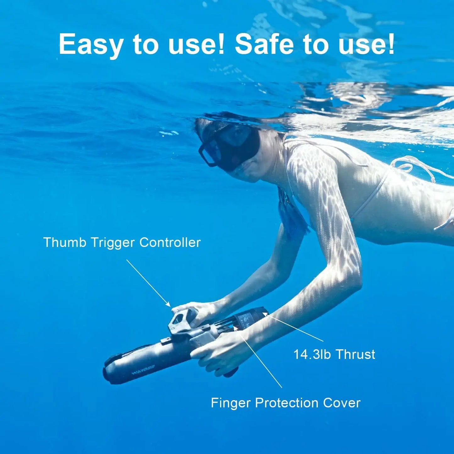 Subnado Underwater Scooter With Thumb Control For Pool And Snorkeling