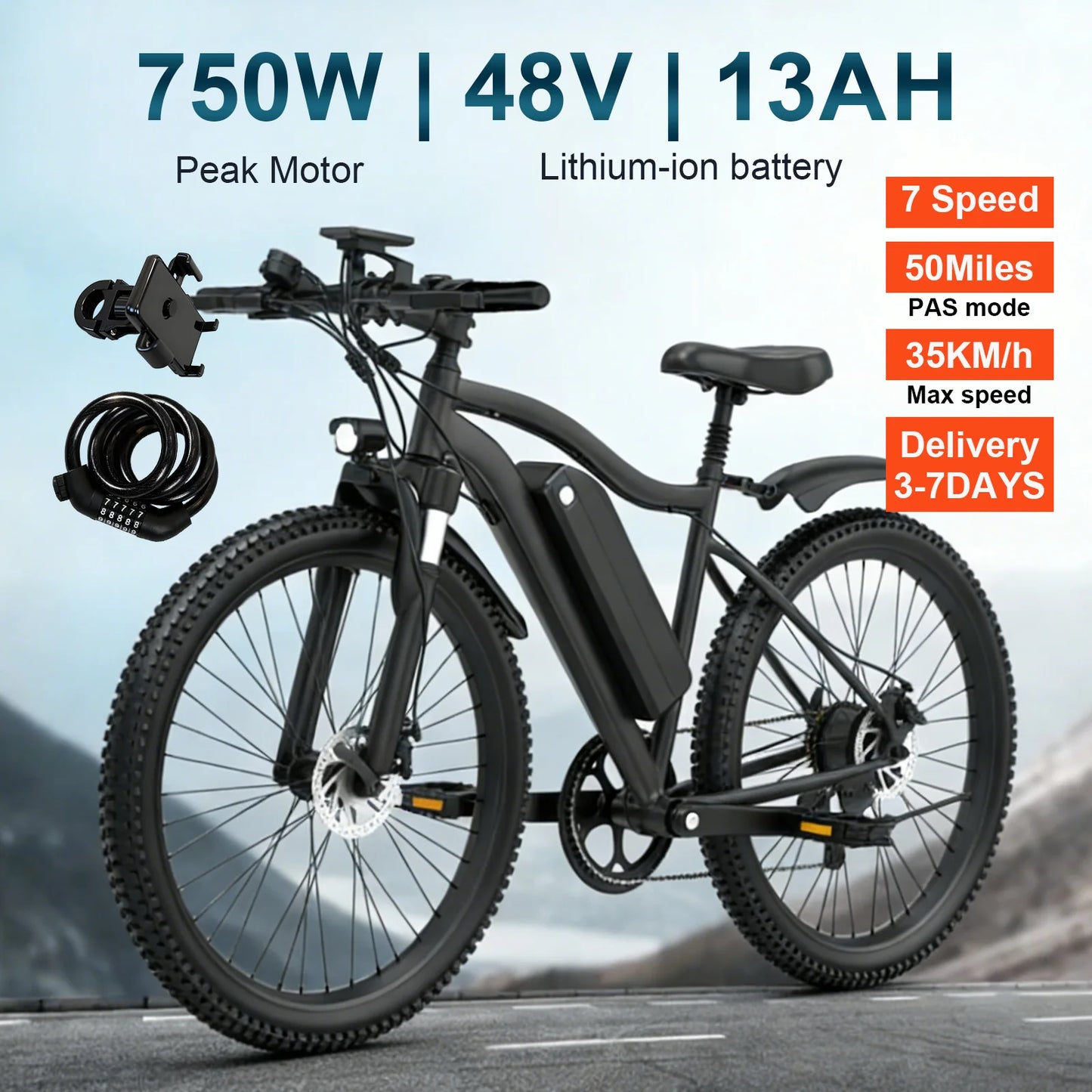 Toofly Mountain Electric Bike With 48V Removable Battery
