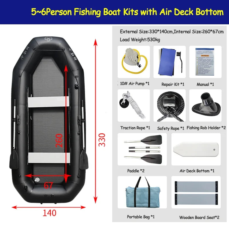 IHOMEINF Foldable Inflatable Boat Raft for Adults Dinghy TearResistant