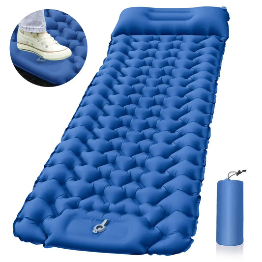 LAAOVE Outdoor Sleeping Pad Inflatable Mattress With Built-In Pump Pillows