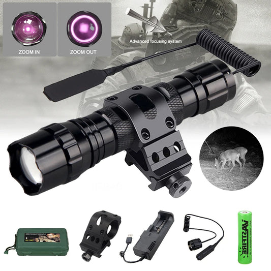 IR Flashlight 300-500m Zoomable 850nm LED Night Vision Torch