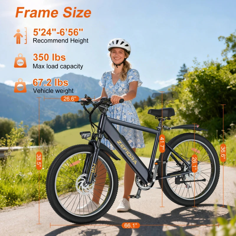 ZEFIORA 1000W Electric Mountain Bike with 48V Battery