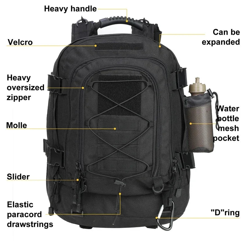 Q Tactical Backpack for Outdoor Hiking and Water Resistant Travel