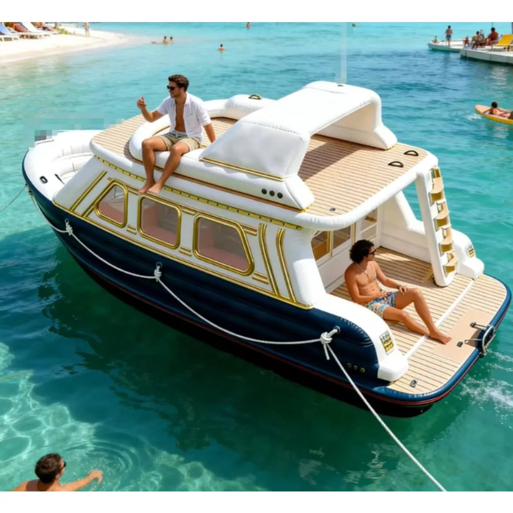 Double Deck Inflatable Electric Floating House Boat