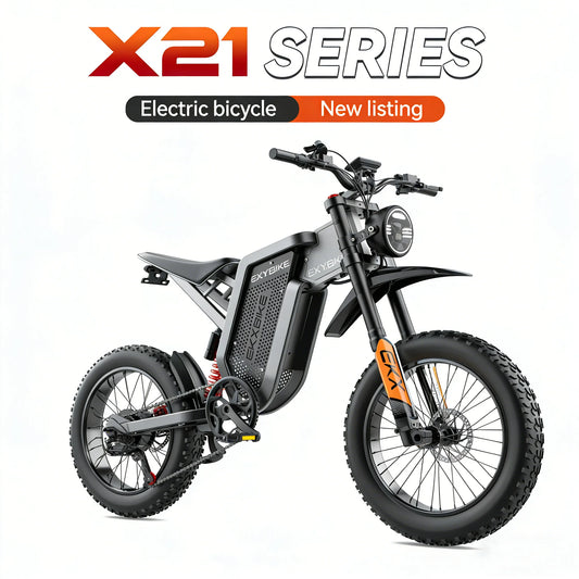 X21 Adult Electric Dirt Bike, 4000W Peak 34MPH 75 Miles, 48V 35Ah Battery, 20" Fat Tire Full Suspension Electric Mountain Bike