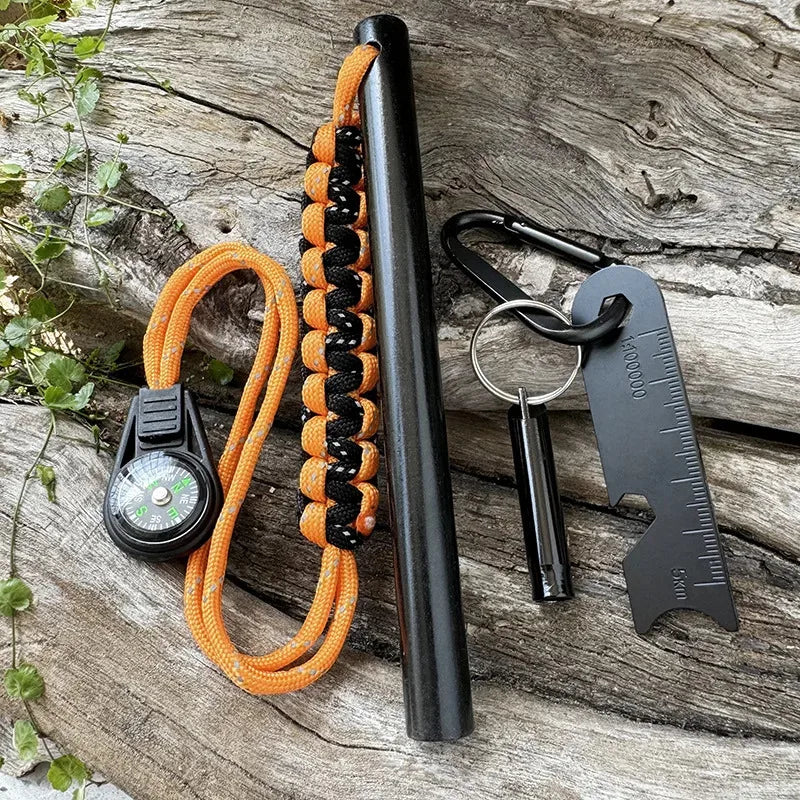 ShineTrip Survival Fire Starter Magnesium Flint Rod Kit Compass