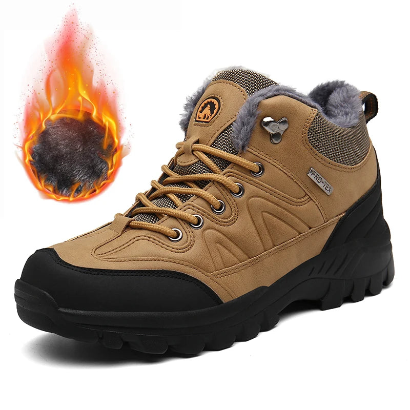 Brand Winter Waterproof Leather Snow Boots For Men