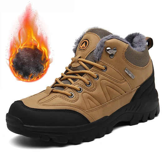 Brand Winter Waterproof Leather Snow Boots For Men