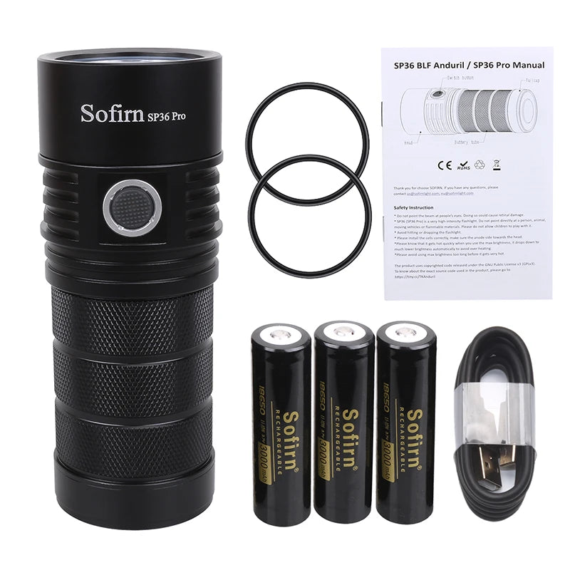 Sofirn SP36 Pro 8000lm USB C Rechargeable 4 SST40 Flashlight