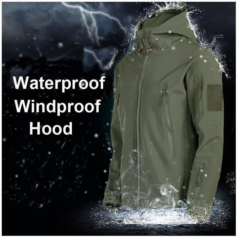 Mazerout Winter Tactical Jackets Waterproof Fleece Hooded Coat