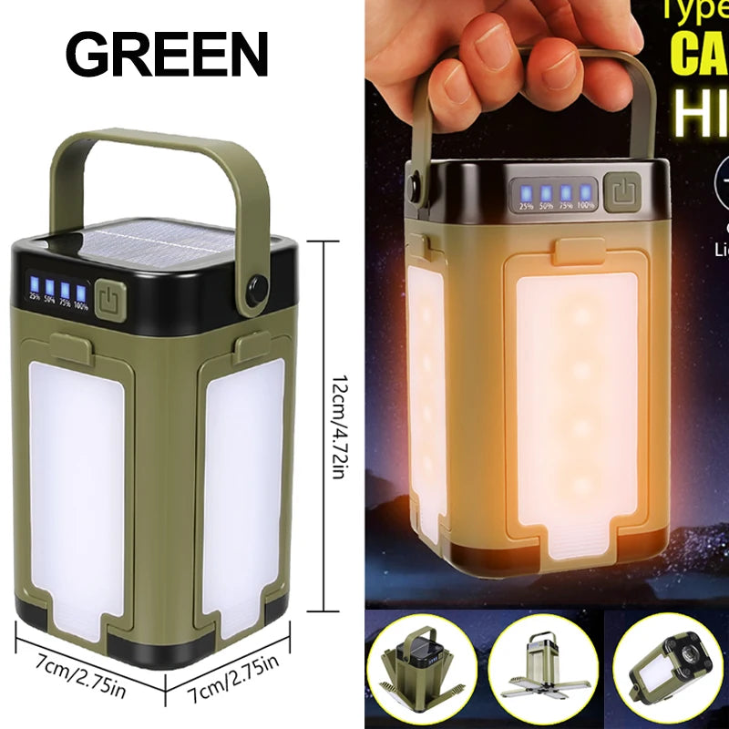 NEWBIRTH Solar Rechargeable LED Camping Lamp Foldable Tent Light
