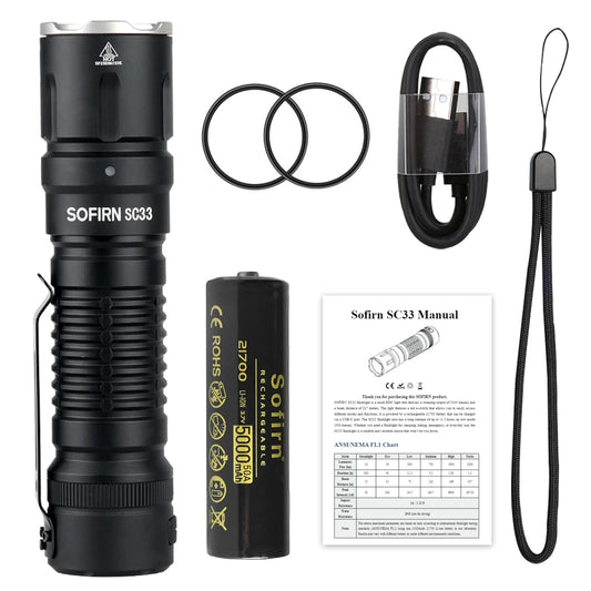Sofirn SC33 XHP70 HI LED Tactical Flashlight 5200lm 21700