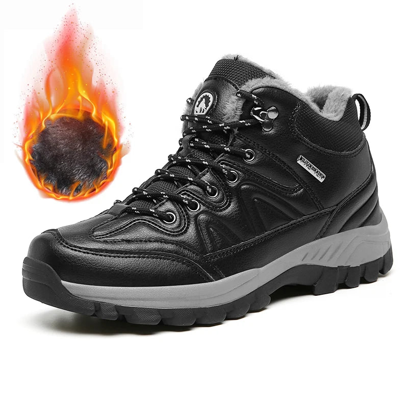 Senlongbaocn Winter Mens Snow Boots Leather Waterproof