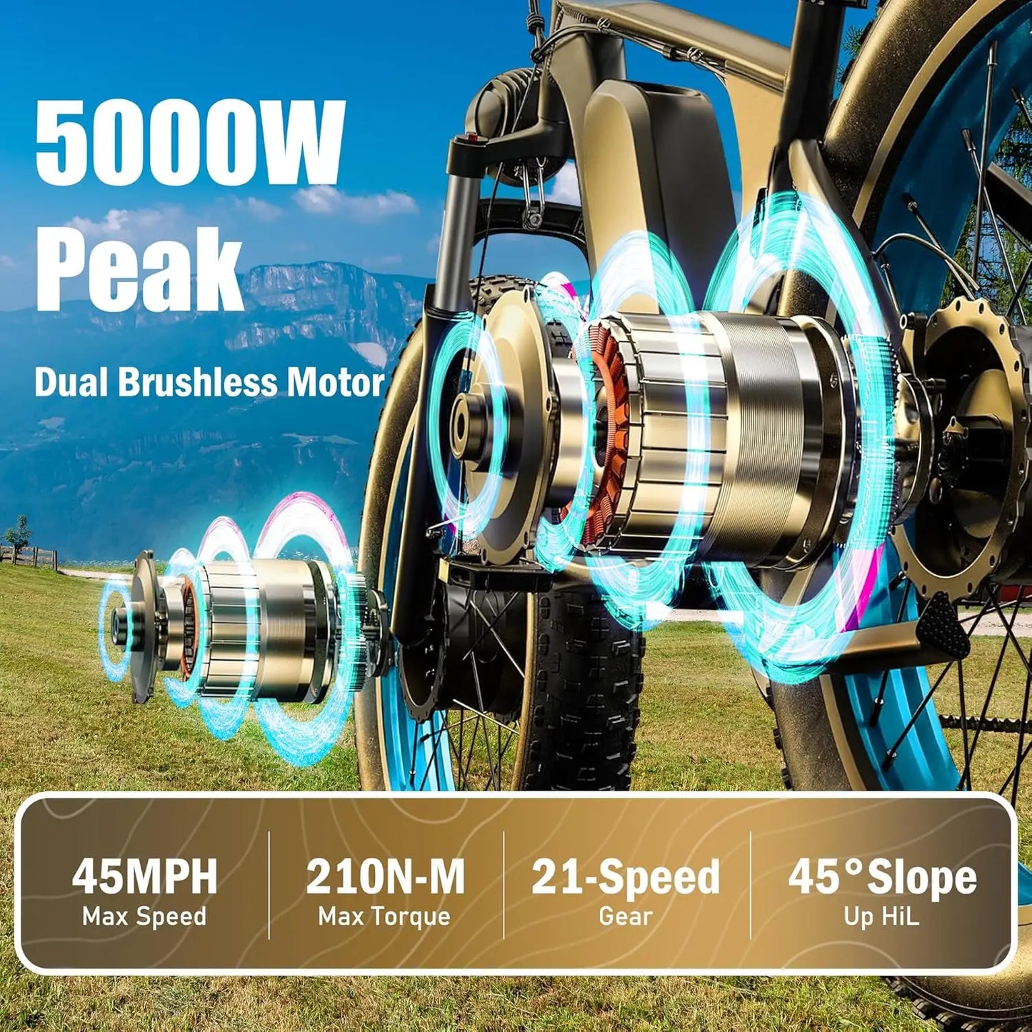 TS60 5000W Dual Motor E Bike With 60V 25Ah Battery