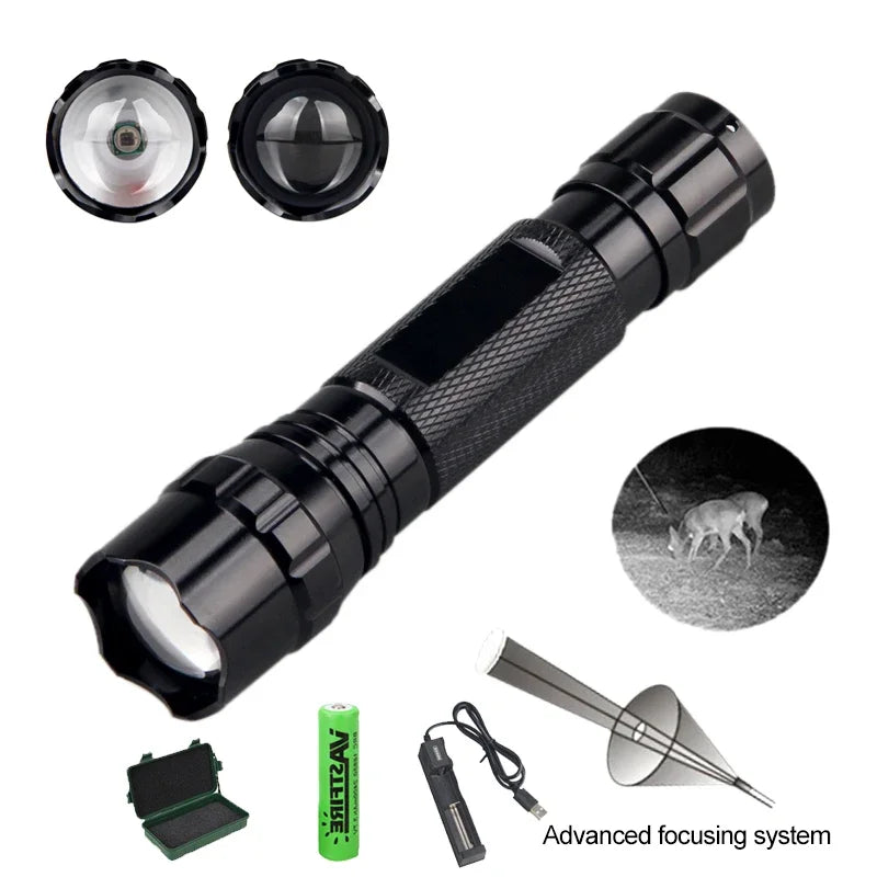 IR Flashlight 300-500m Zoomable 850nm LED Night Vision Torch