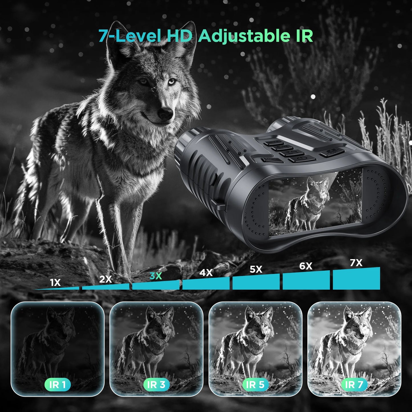 Letcmoi Rechargeable Night Vision Binoculars 8X Hunting