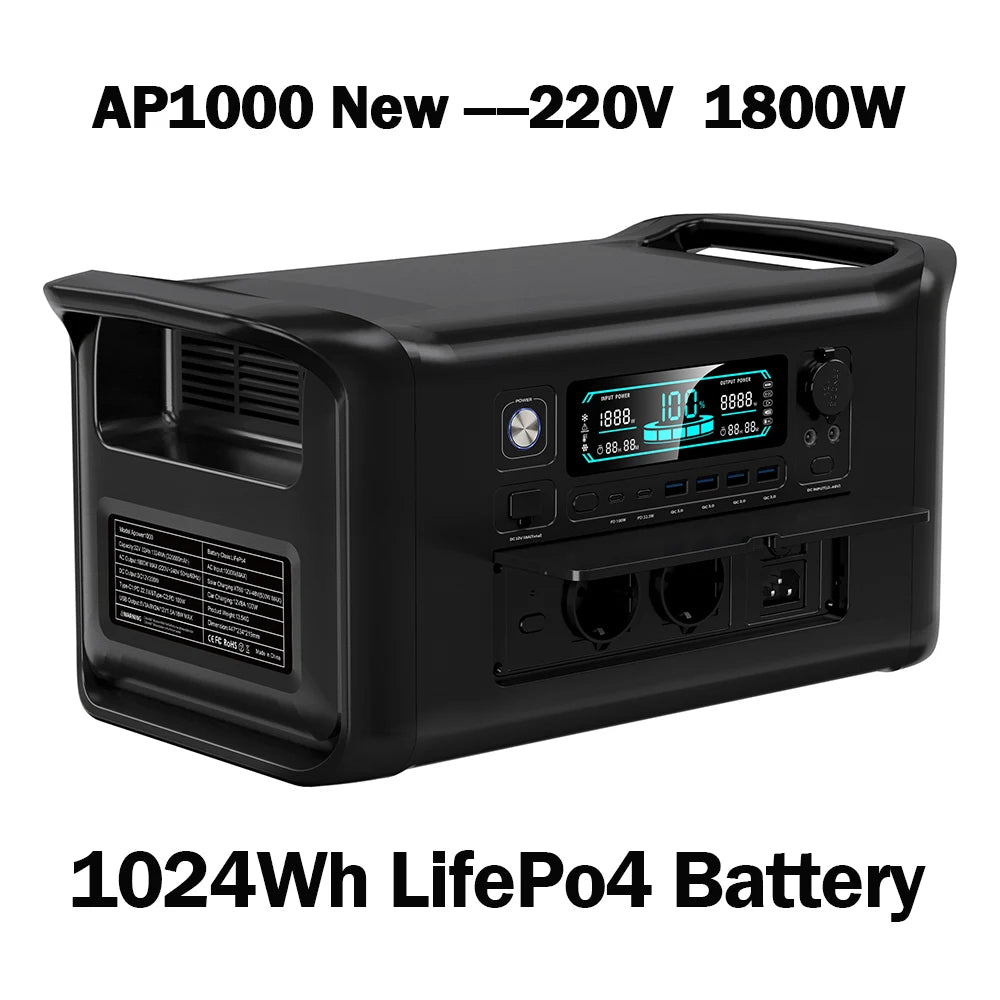 CTOLITY Portable Power Station 2400W LiFePO4 Solar Generator 1024Wh