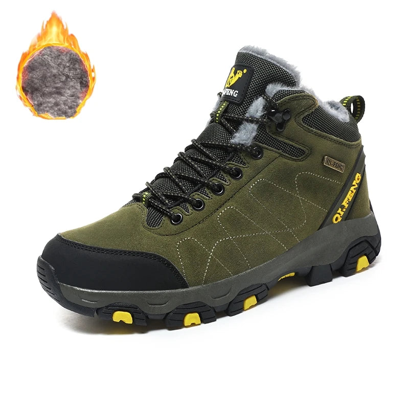 QIFENGCN Hiking Boots Mens Winter Warm Faux Fur Ankle Boots