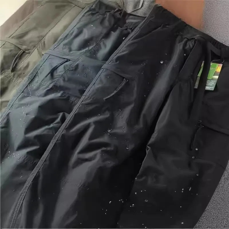 NONECN Men's Windproof Waterproof Fleece Lined Softshell Hiking Pants