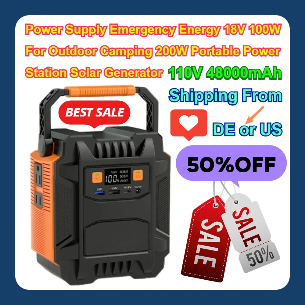 LSCert Portable 48000mAh 110V Power Station Outdoor Solar Generator