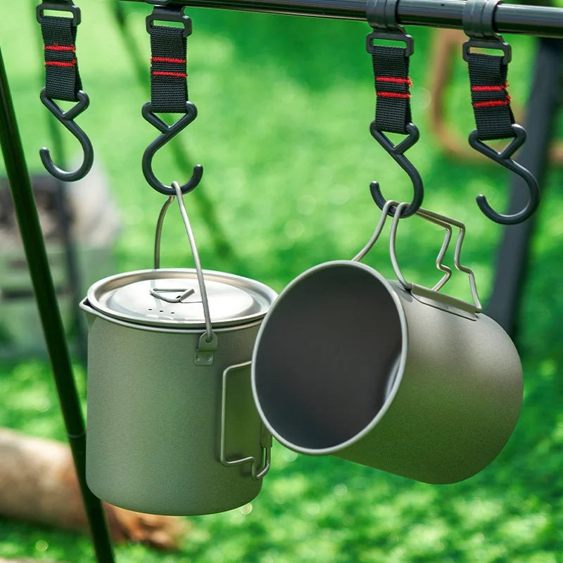 Titanium Camping Cookware Set With Folding Mug And Pot