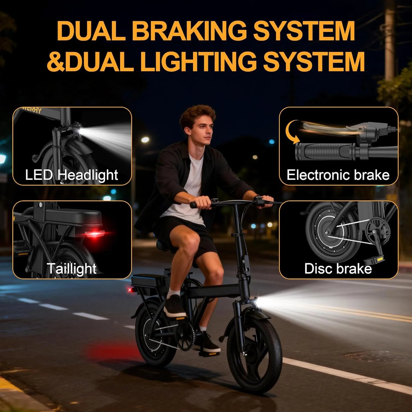 Ladped Foldable Electric Bike 500W 48V Long Range Dual Seat