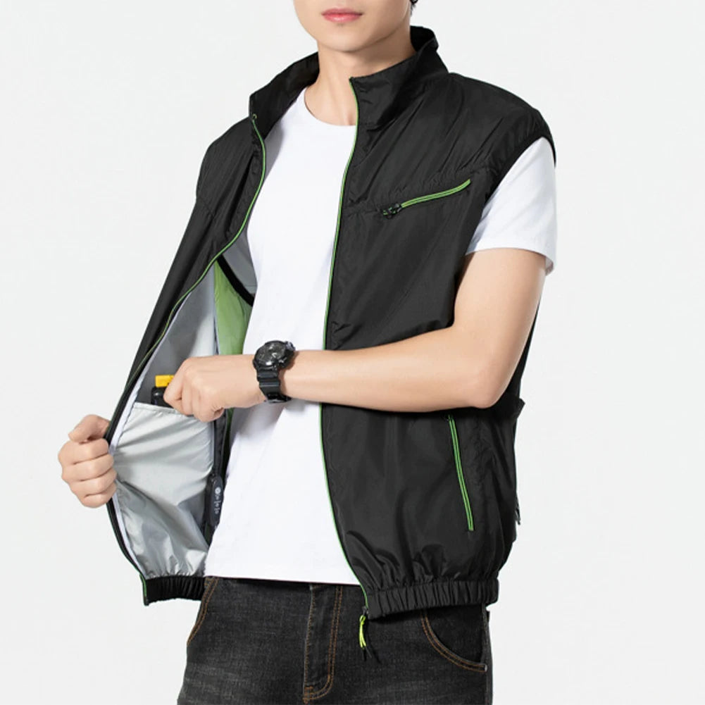 Cooling Vest With Wearable Fan For Heat Relief For Workers