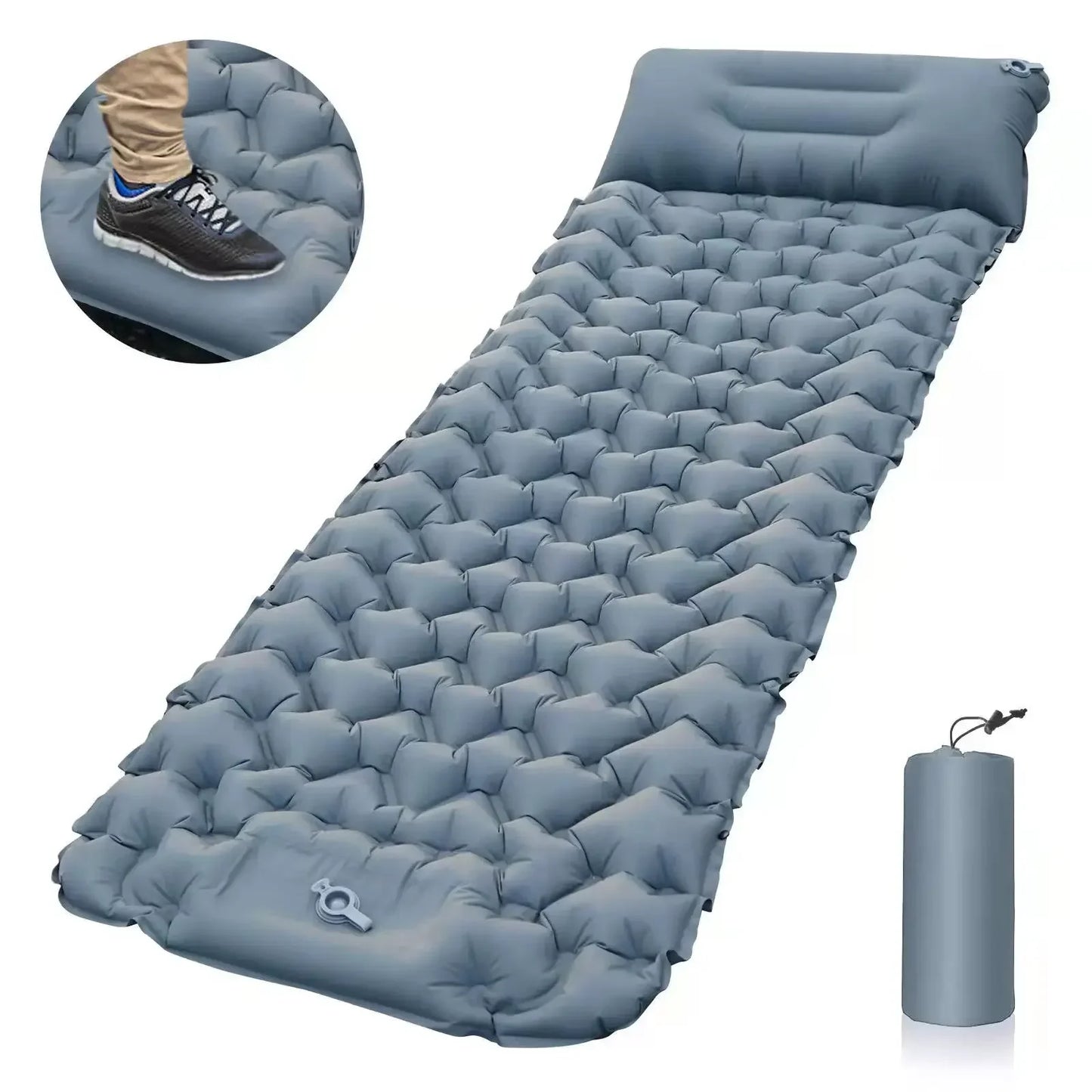 LAAOVE Outdoor Sleeping Pad Inflatable Mattress With Built-In Pump Pillows