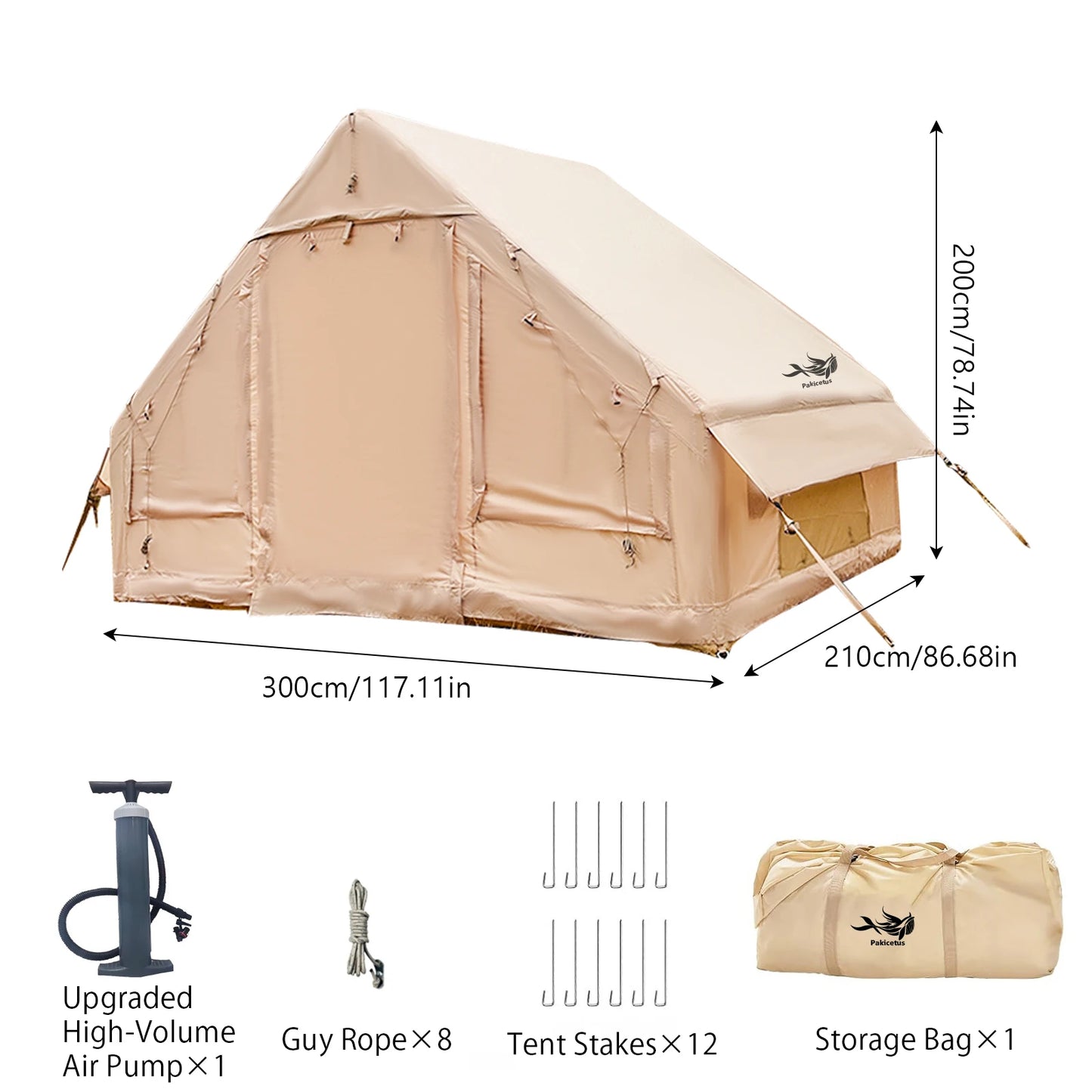Pakicetus Inflatable Tent With Skylight Quick Setup For Six
