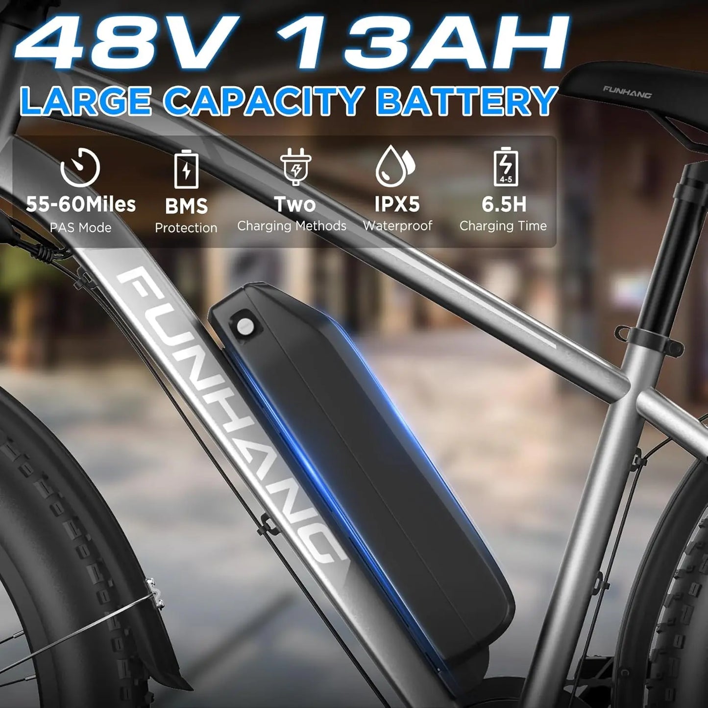 Electric Bike For Adults 1000W Peak Ebike 20 MPH 60 Mile Range Fat Tire