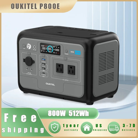 OUKITEL P800E Plus Portable Power Station 800W Solar Generator 512Wh
