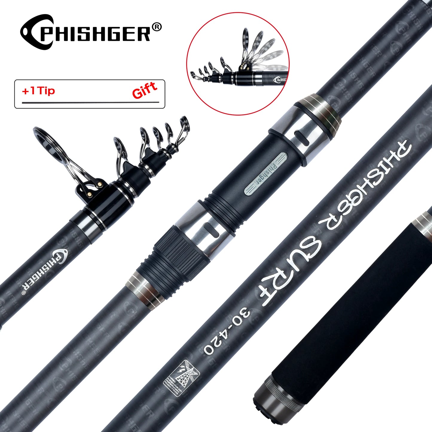 BIUTIFU Telescopic Surf Spinning Rod 30T Carbon Travel