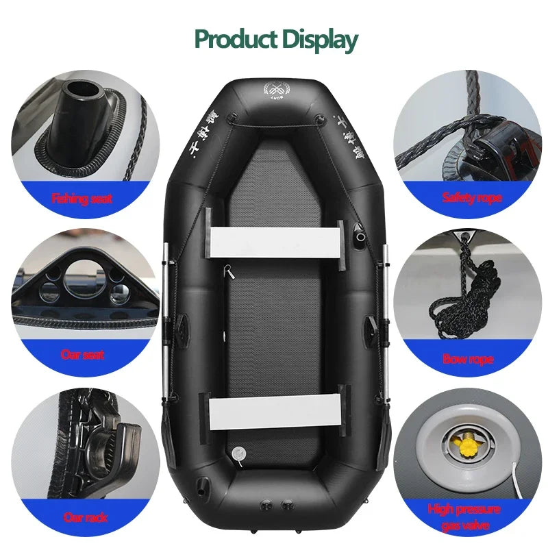 IHOMEINF Foldable Inflatable Boat Raft for Adults Dinghy TearResistant