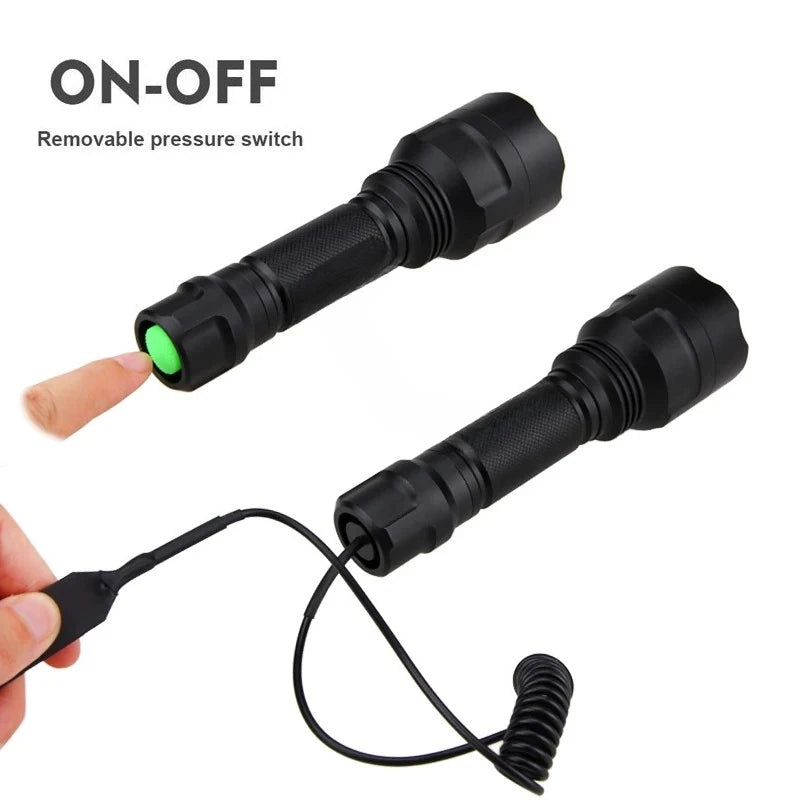 LED Tactical Hunting Flashlight 2500LM Waterproof USB Rechargeable Torch