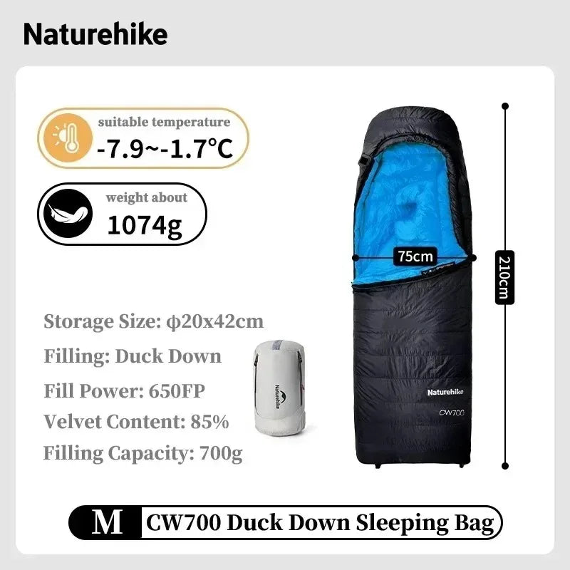 Naturehike CW700 Ultralight Winter Duck Down Sleeping Bag 650FP Waterproof
