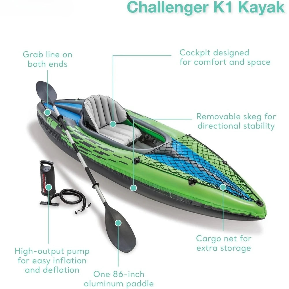 Challenger Inflatable Kayak Series With Deluxe Paddles And Pump