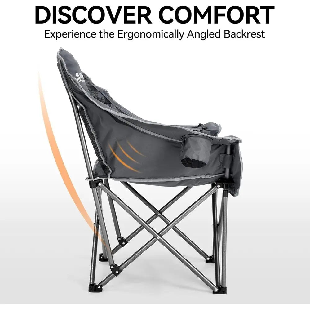 Oversized Padded Camping Chair With Cup Holder And 450Lb Capacity