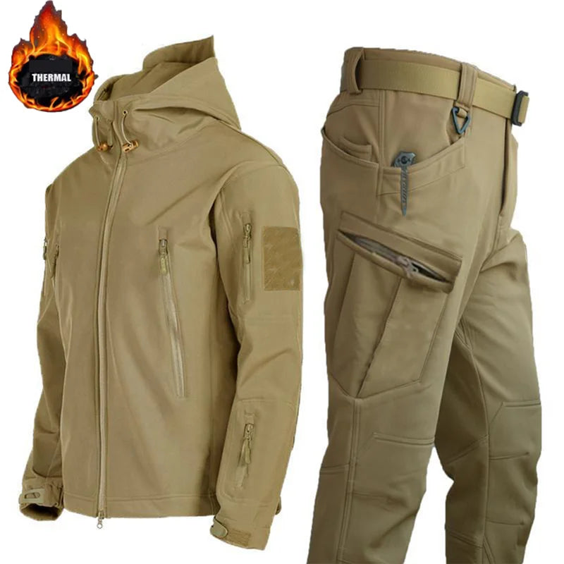 Mazerout Winter Tactical Jackets Waterproof Fleece Hooded Coat