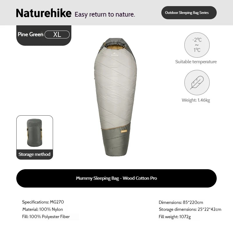 Naturehike Mummy Sleeping Bag Winter Warm Lightweight Outdoor Camping