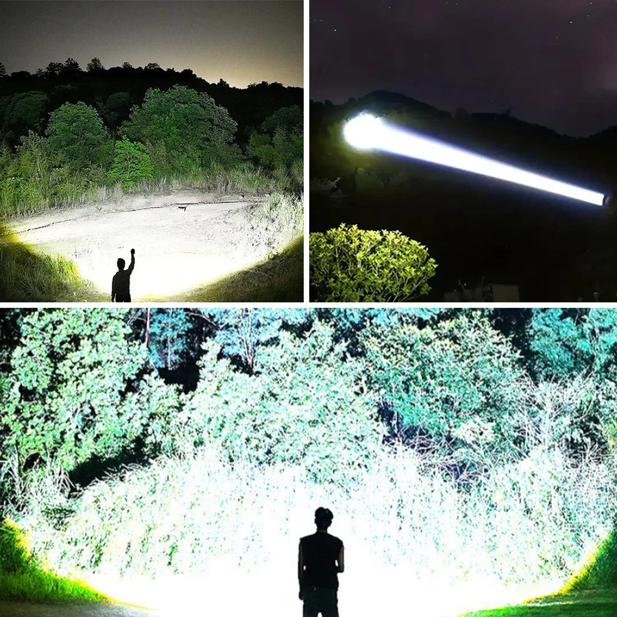 Ultra Bright LED Flashlight USB Rechargeable Zoom 6000M