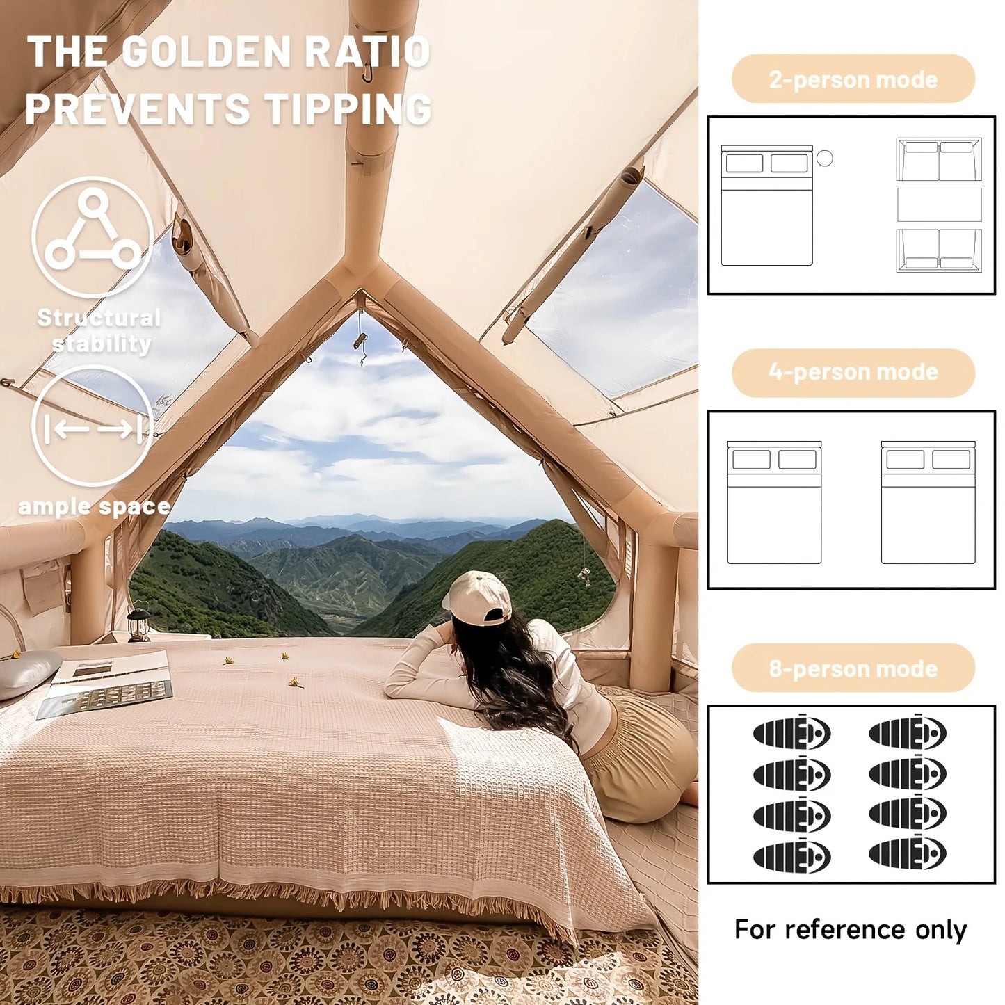 Inflatable Camping Tent With Skylight And Breathable Mesh Four Season