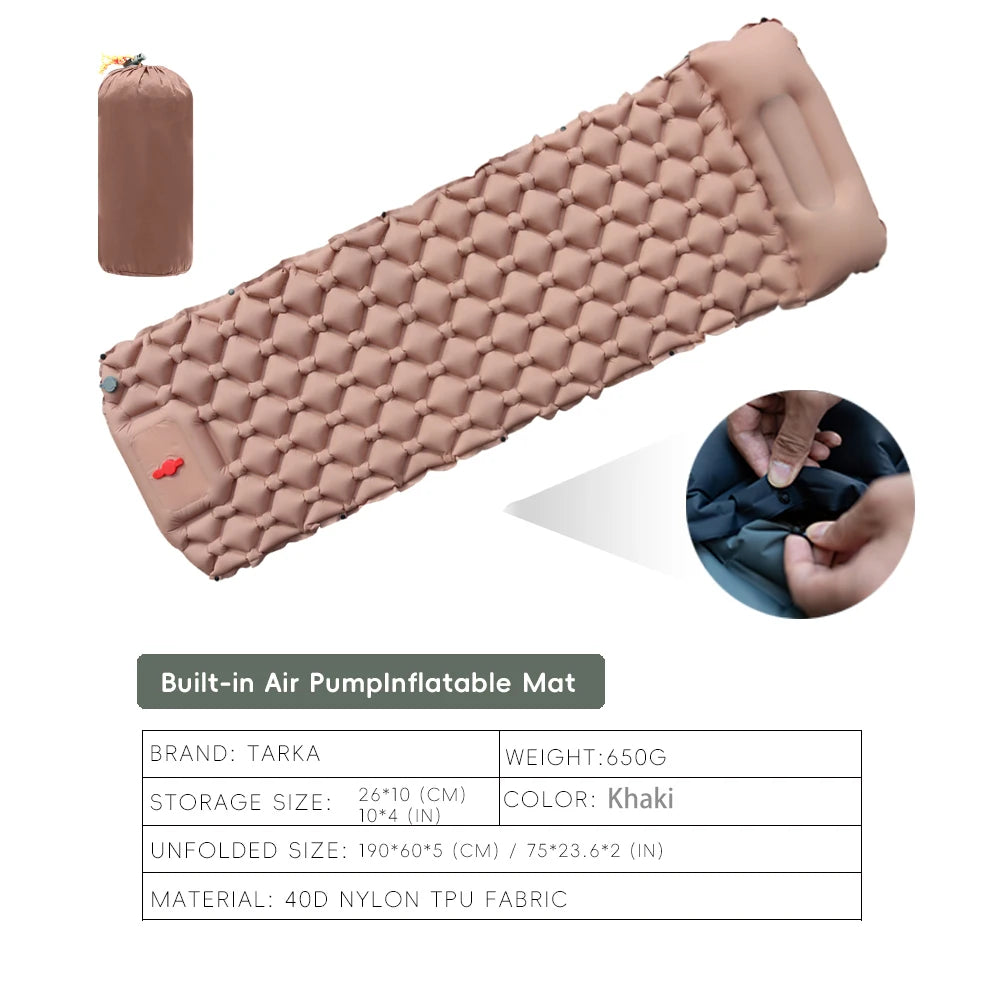 TARKA Inflatable Camping Mat With Pillow For Hiking And Climbing