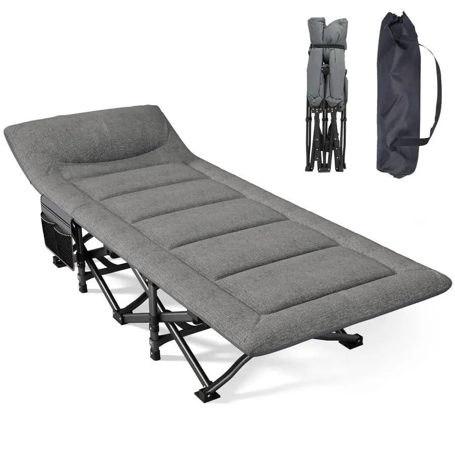 Foldable Camping Cot For Adults With Builtin Mattress And Pillow