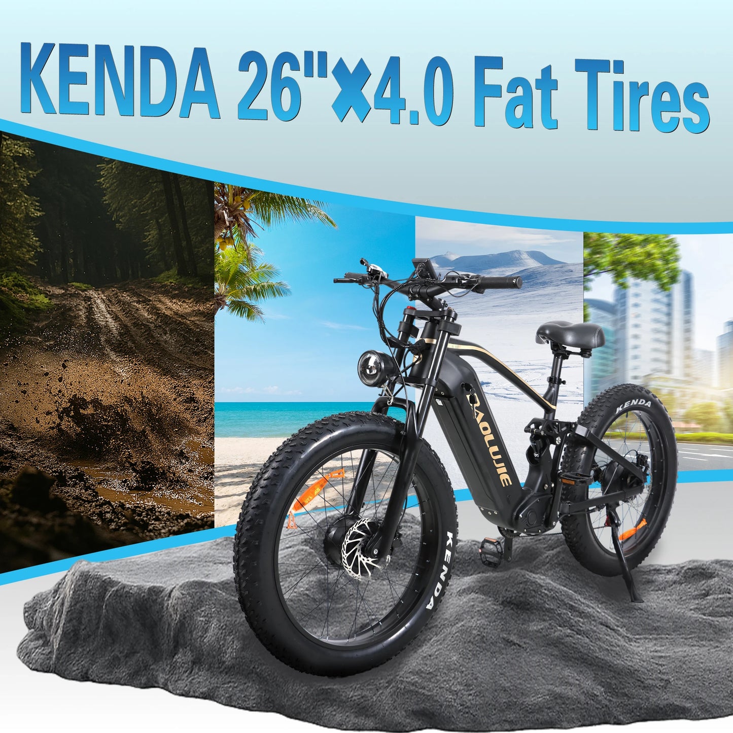 Baolujie P2 Electric Bike for Adults Dual Motor 52V 23Ah 90 Mile Range