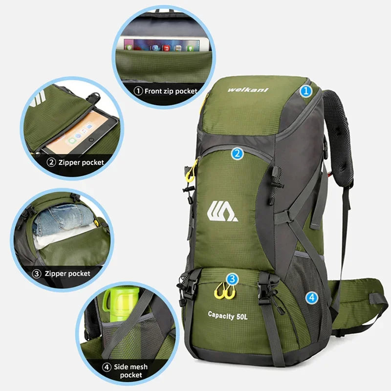 Scione Unisex Travel Backpack Nylon Water Resistant Hiking Bag