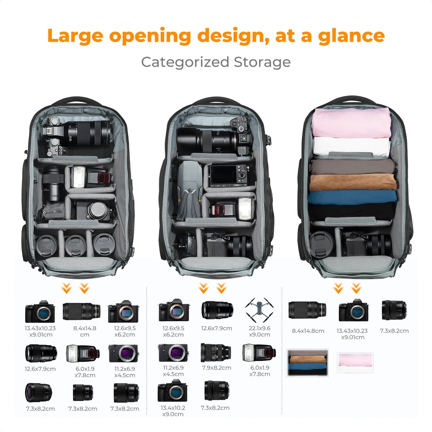 K&F CONCEPT Camera Backpack for Canon Sony DJI DSLR Laptop